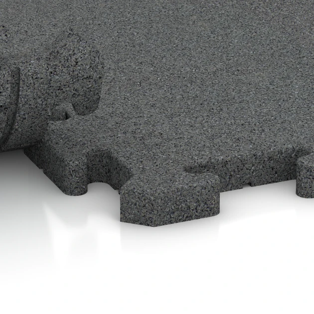 Großaufnahme vom Verbindungssystem von WARCO-Boden 6078 - Eventklikflise udendørs im Farbdesign Skifergrå. Abmessungen 100 x 100 x 3 cm | 1,00 m².