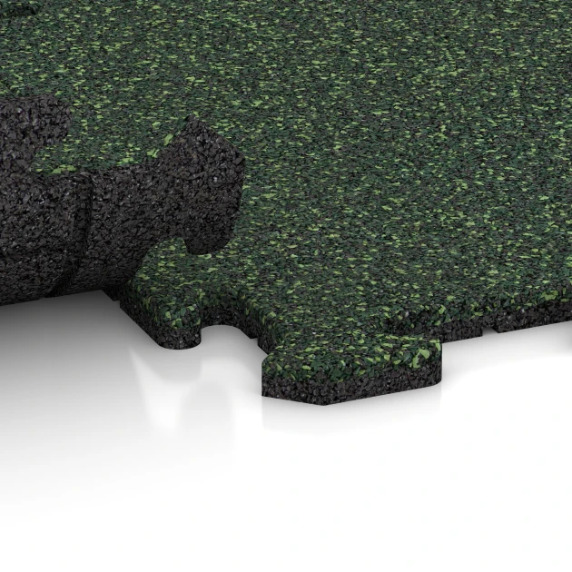 Großaufnahme vom Verbindungssystem von WARCO-Boden 0050 - Gulvflise 1,8 cm im Farbdesign Engelsk græs. Abmessungen 50 x 50 x 1,8 cm | 0,25 m².