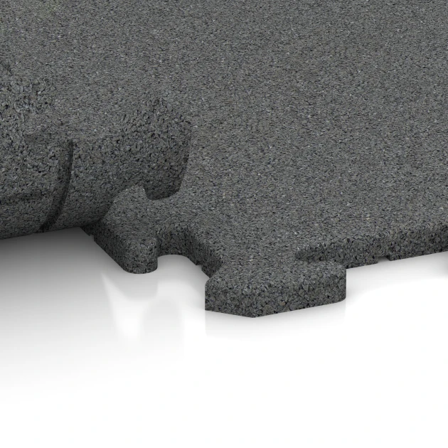 Großaufnahme vom Verbindungssystem von WARCO-Boden 3956 - Hundegulvplade im Farbdesign Skifergrå. Abmessungen 100 x 100 x 1,8 cm | 1,00 m².