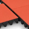Großaufnahme vom Verbindungssystem von WARCO-Boden 5639 - Faldunderlag – gummiflise 10 cm - EN 1177 ≤ 300 cm im Farbdesign Lys Rød-Orange. Abmessungen 500 x 500 x 100 mm.