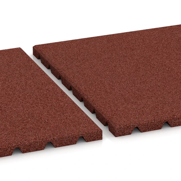 Großaufnahme vom Verbindungssystem von WARCO-Boden 3966 - Hundeliggemåtte im Farbdesign Murstenrød. Abmessungen 50 × 50 × 2,5 cm.