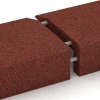 Großaufnahme vom Verbindungssystem von WARCO-Boden 2606 - Gummikant til legeplads – L-formet kantsten im Farbdesign Murstenrød. Abmessungen 100 x 40 cm | 4,5/14,5 cm.