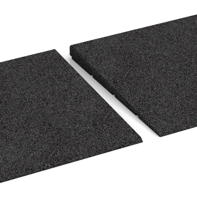 Großaufnahme vom Verbindungssystem von WARCO-Boden 2308 - Tærskelrampe 75 cm im Farbdesign Anthracite. Abmessungen 750 x 300 mm | 8 <  25 mm.