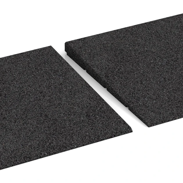 Großaufnahme vom Verbindungssystem von WARCO-Boden 2308 - Tærskelrampe 75 cm im Farbdesign Antracit. Abmessungen 75 x 30 cm | 8 < 25 mm.