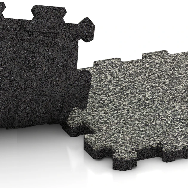 Großaufnahme vom Verbindungssystem von WARCO-Boden 3849 - Poolflise fugfri im Farbdesign Grå granit. Abmessungen 30,6 x 30,6 x 2 cm | 0,094 m².