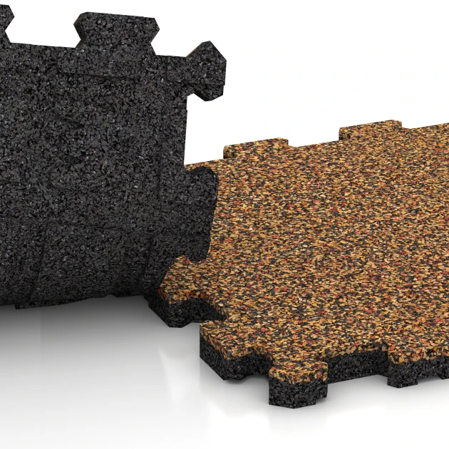 Großaufnahme vom Verbindungssystem von WARCO-Boden 6096 - Sømløst sportsgulv im Farbdesign Terrakotta. Abmessungen 30,6 x 30,6 x 2 cm | 0,094 m².