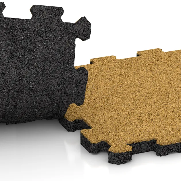 Großaufnahme vom Verbindungssystem von WARCO-Boden 5990 - Poolflise fugfri im Farbdesign Citrongul. Abmessungen 306 x 306 x 20 mm.