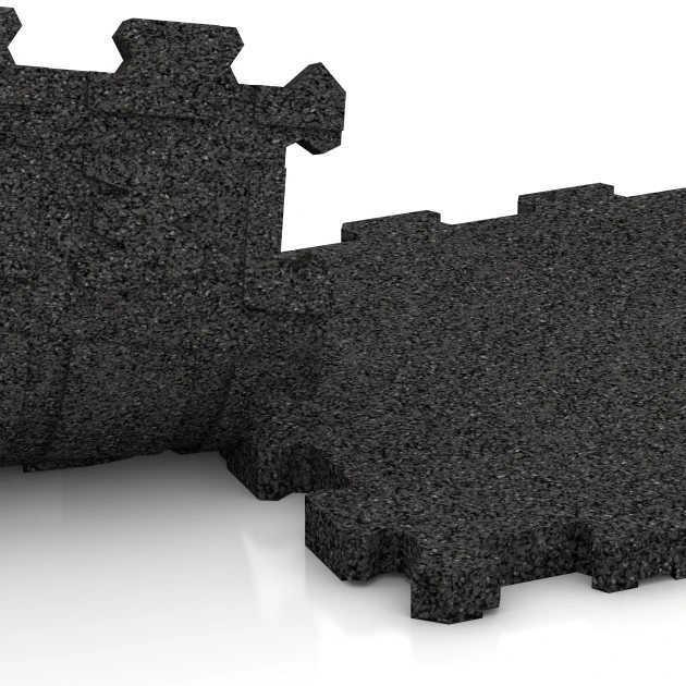 Großaufnahme vom Verbindungssystem von WARCO-Boden 5732 - Messegulv-Klikflise im Farbdesign Antracit. Abmessungen 30,6 x 30,6 x 2 cm | 0,094 m².