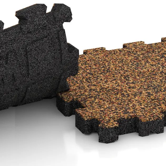 Großaufnahme vom Verbindungssystem von WARCO-Boden 6107 - Poolflise fugfri im Farbdesign Terra Cotta. Abmessungen 306 x 306 x 30 mm.