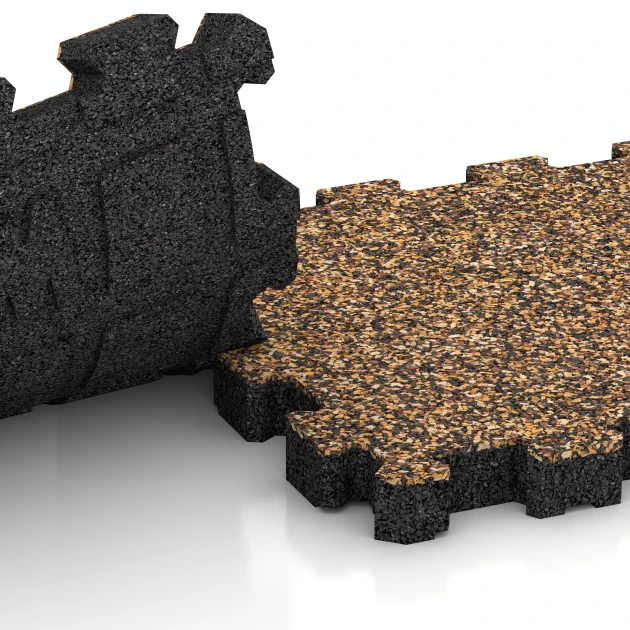 Großaufnahme vom Verbindungssystem von WARCO-Boden 4281 - Fugelos gulvflise im Farbdesign Rattan. Abmessungen 30,6 x 30,6 x 3 cm | 0,094 m².