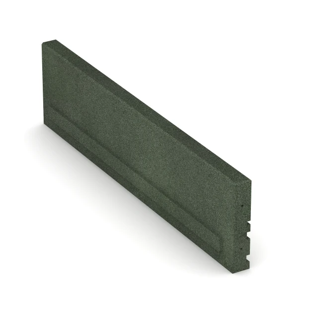 Großaufnahme vom Verbindungssystem von WARCO-Boden 3786 - Gummi Bordsten im Farbdesign Græsgrøn. Abmessungen 100 × 5 × 25 cm.