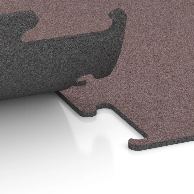Großaufnahme vom Verbindungssystem von WARCO-Boden 6145 - Fitness Performance Elite Træningsgulv im Farbdesign Mineralrød. Abmessungen 100 x 100 x 1 cm | 1,00 m².