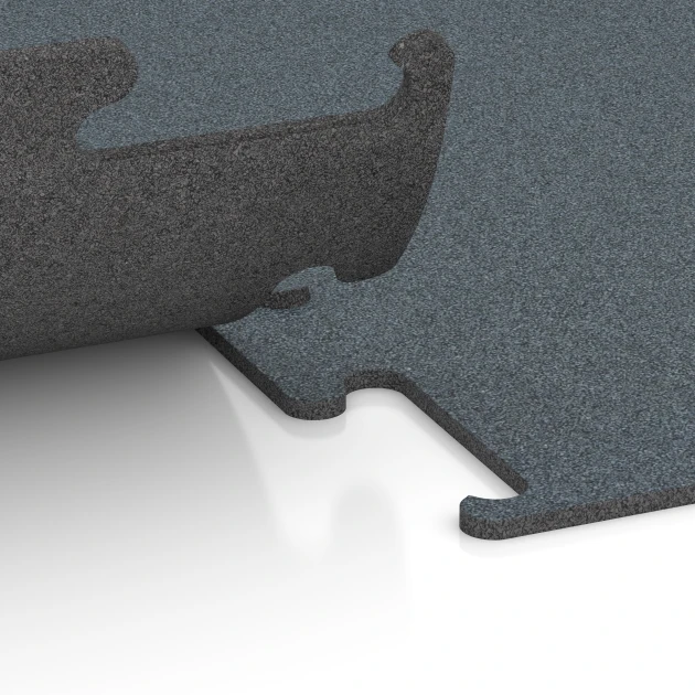 Großaufnahme vom Verbindungssystem von WARCO-Boden 6157 - Fitness Performance Elite Træningsgulv im Farbdesign Bregnegrøn. Abmessungen 100 x 100 x 1 cm | 1,00 m².