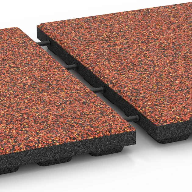 Großaufnahme vom Verbindungssystem von WARCO-Boden 6367 - Terrasseflise Classic im Farbdesign Etna. Abmessungen 50 x 50 x 4 cm.