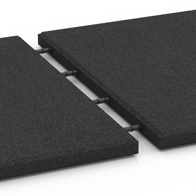 Großaufnahme vom Verbindungssystem von WARCO-Boden 6182 - Hundeliggemåtte im Farbdesign Antracit. Abmessungen 50 x 50 x 3 cm.