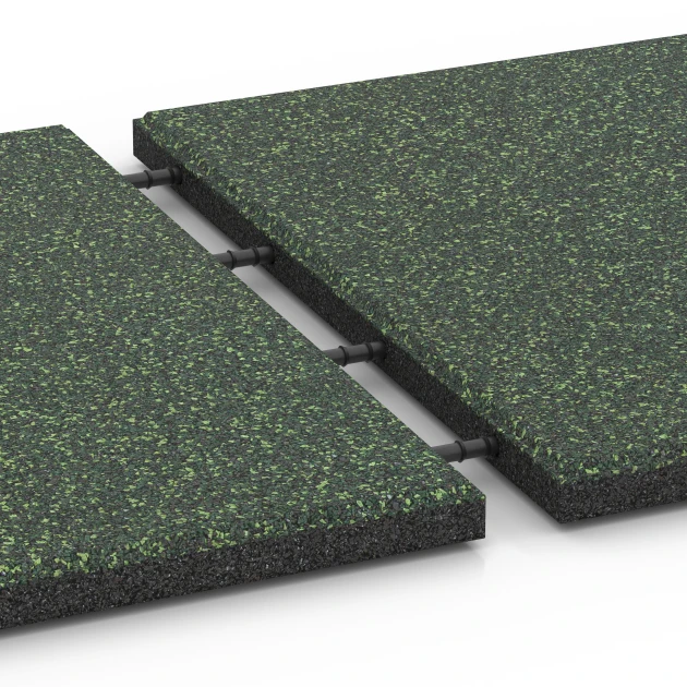 Großaufnahme vom Verbindungssystem von WARCO-Boden 6356 - Terrasseflise Classic im Farbdesign Engelsk plæne. Abmessungen 50 x 50 x 3 cm | 0,25 m².