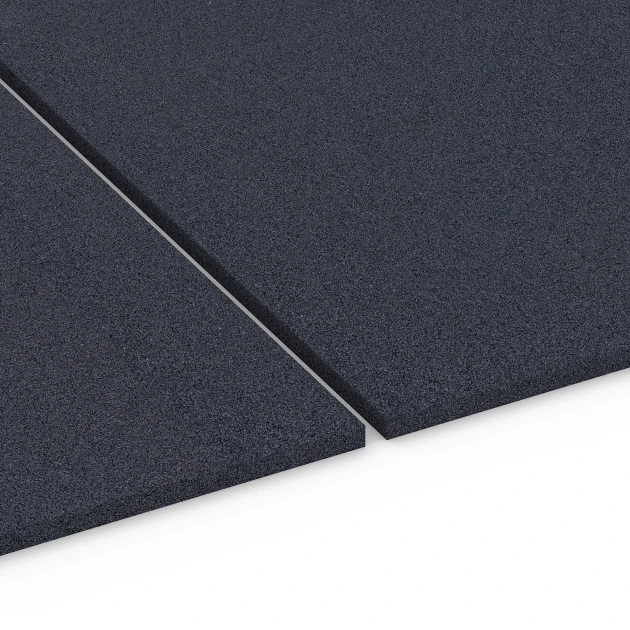 Großaufnahme vom Verbindungssystem von WARCO-Boden 6176 - Fitness Performance Elite Træningsgulv im Farbdesign Antracit. Abmessungen 100 × 100 × 2 cm.