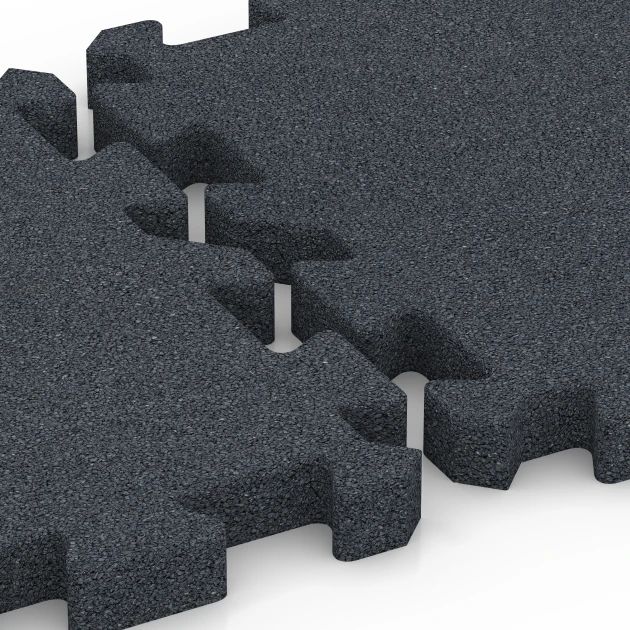 Großaufnahme vom Verbindungssystem von WARCO-Boden 6634 - Poolunderlag im Farbdesign Skifergrå. Abmessungen 50 x 50 x 4 cm | 0,25 m².