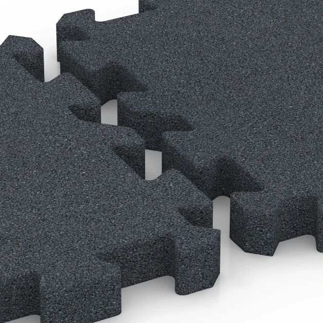 Großaufnahme vom Verbindungssystem von WARCO-Boden 6404 - Faldsikringsflise – 190 cm im Farbdesign Skifergrå. Abmessungen 50 x 50 x 5 cm | 0,25 m².