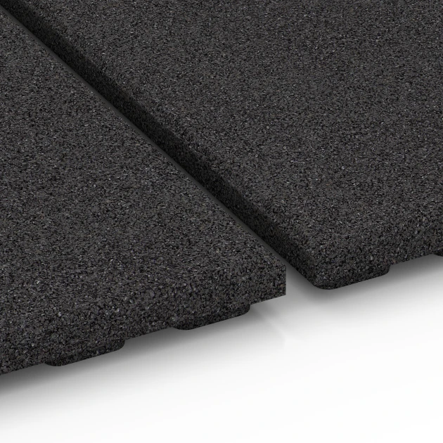 Großaufnahme vom Verbindungssystem von WARCO-Boden 6383 - Stallmatte Komfort im Farbdesign Antracit. Abmessungen 100 x 100 x 4 cm.