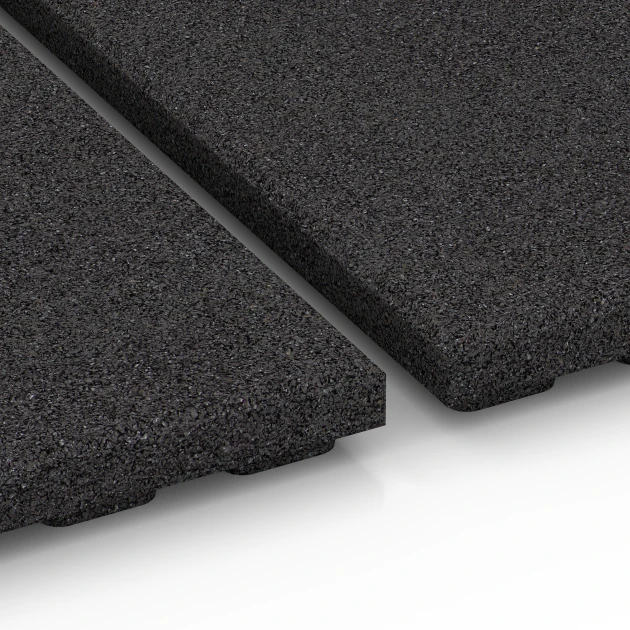 Großaufnahme vom Verbindungssystem von WARCO-Boden 6387 - Staldmåtte Luksus im Farbdesign Antracit. Abmessungen 100 x 100 x 4,5 cm | 1,00 m².