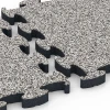 Großaufnahme vom Verbindungssystem von WARCO-Boden 6878 - Fitnessgulv Max System im Farbdesign Grå granit. Abmessungen 44,6 x 44,6 × 2,8 cm.
