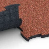 Großaufnahme vom Verbindungssystem von WARCO-Boden 6854 - Fitness Active gulvflise im Farbdesign Etna. Abmessungen 97,1 x 97,1 x 2,8 cm.