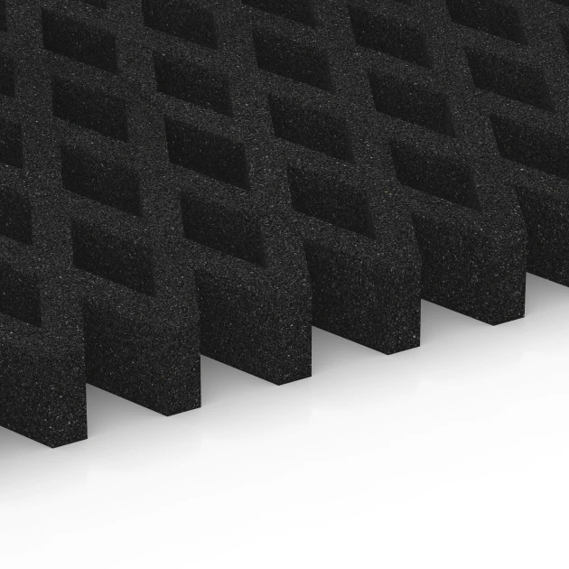 Großaufnahme vom Verbindungssystem von WARCO-Boden 7012 - Faldsikringsgræsrist im Farbdesign Antracit. Abmessungen 100 × 100 × 8 cm.