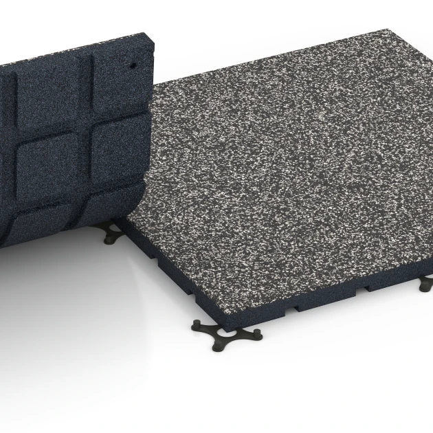 Großaufnahme vom Verbindungssystem von WARCO-Boden 7132 - Udendørs træningsgulv im Farbdesign Mørkegrå granit. Abmessungen 60 x 60 x 3 cm | 0,36 m².