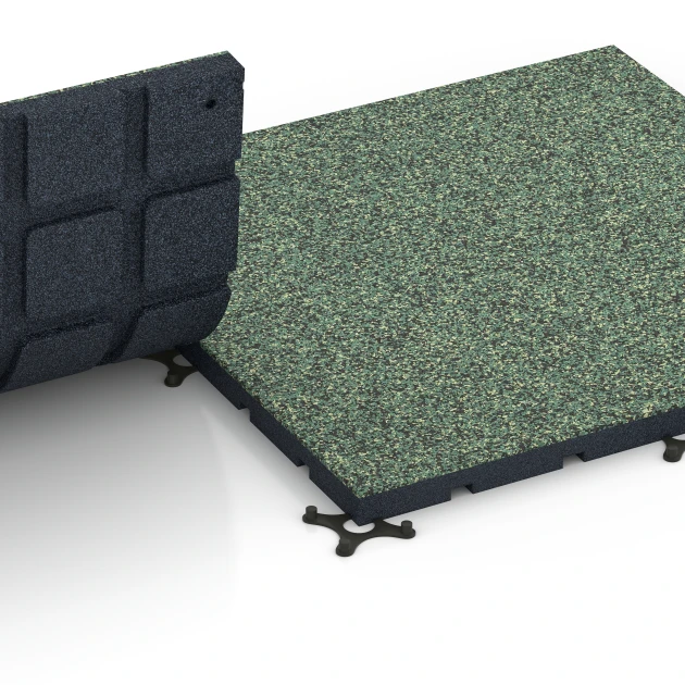 Großaufnahme vom Verbindungssystem von WARCO-Boden 7134 - Udendørs træningsgulv im Farbdesign Engelsk plæne. Abmessungen 60 x 60 x 3 cm | 0,36 m².
