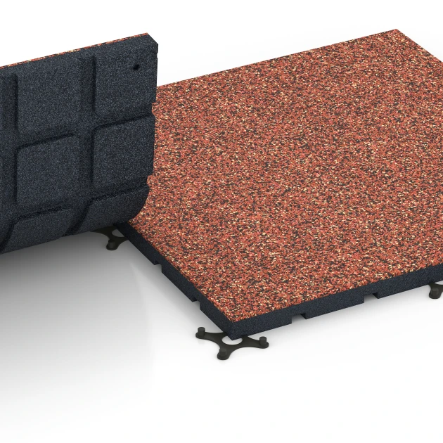 Großaufnahme vom Verbindungssystem von WARCO-Boden 7136 - Udendørs træningsgulv im Farbdesign Etna. Abmessungen 60 x 60 x 3 cm | 0,36 m².