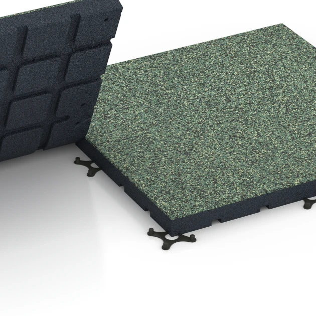 Großaufnahme vom Verbindungssystem von WARCO-Boden 7143 - Udendørs træningsgulv im Farbdesign Engelsk plæne. Abmessungen 60 x 60 x 4 cm | 0,36 m².