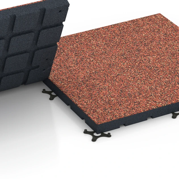 Großaufnahme vom Verbindungssystem von WARCO-Boden 7145 - Udendørs træningsgulv im Farbdesign Etna. Abmessungen 60 x 60 x 4 cm | 0,36 m².