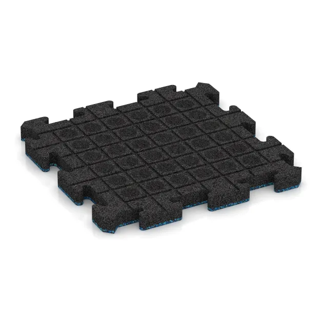 Aufsicht auf die Unterseite, also die Bodenseite von WARCO-Formteil 2942 - Fitness Beskyttelsesmåtte im Format 500 x 500 x 40 mm.