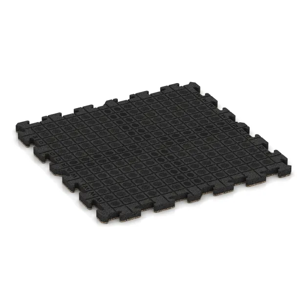 Aufsicht auf die Unterseite, also die Bodenseite von WARCO-Formteil 3414 - Fitness Beskyttelsesmåtte HD im Format 1000 x 1000 x 40 mm.