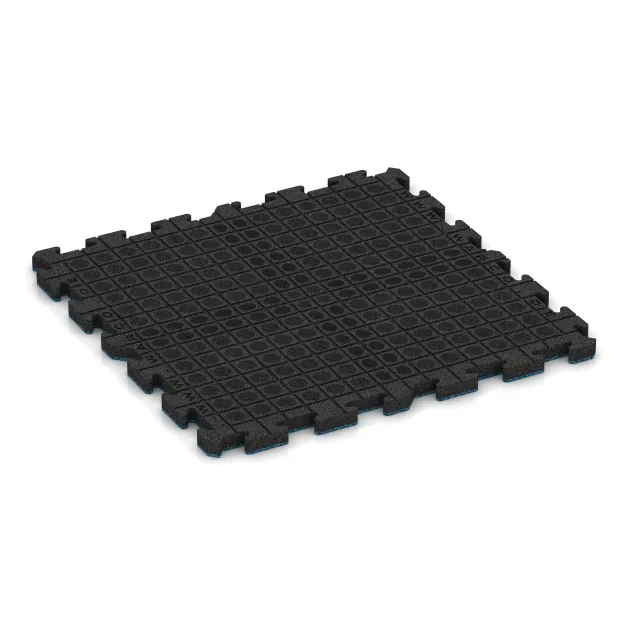 Aufsicht auf die Unterseite, also die Bodenseite von WARCO-Formteil 3416 - Fitness Beskyttelsesmåtte HD im Format 1000 x 1000 x 40 mm.