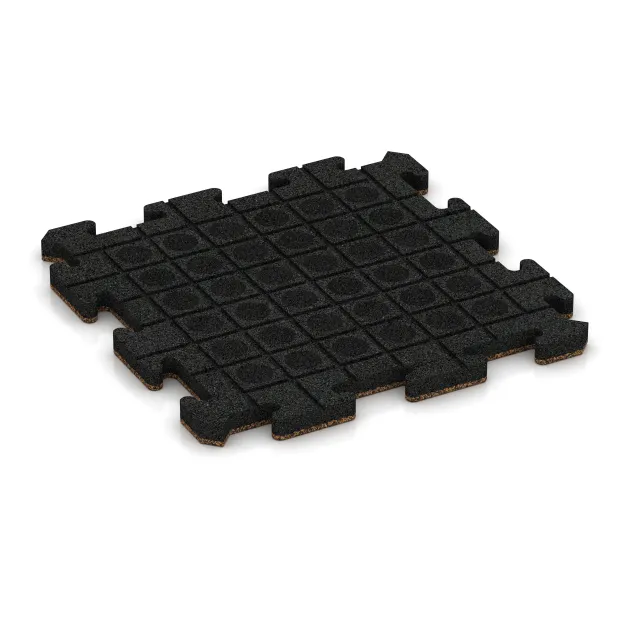 Aufsicht auf die Unterseite, also die Bodenseite von WARCO-Formteil 2701 - Hundesportgulv HD im Format 500 x 500 x 30 mm.