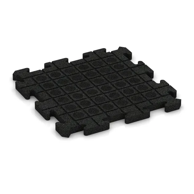 Aufsicht auf die Unterseite, also die Bodenseite von WARCO-Formteil 2803 - Hundesportgulv HD im Format 500 x 500 x 30 mm.