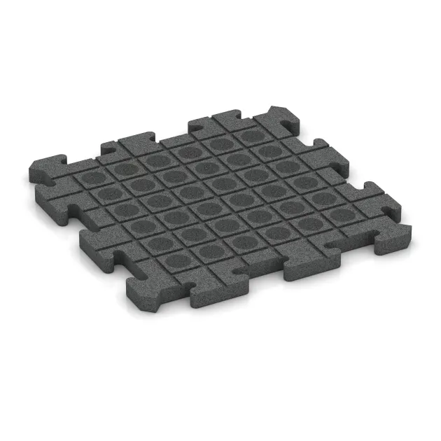 Aufsicht auf die Unterseite, also die Bodenseite von WARCO-Formteil 2806 - Hundesportgulv HD im Format 500 x 500 x 30 mm.