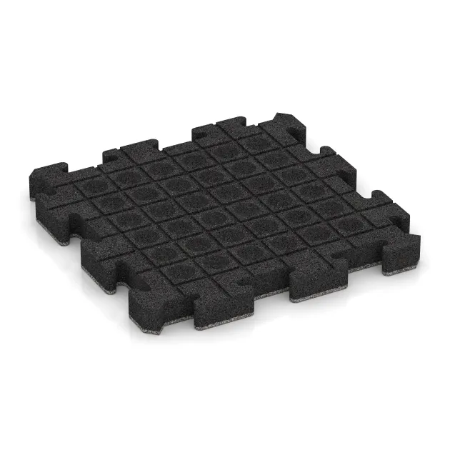 Aufsicht auf die Unterseite, also die Bodenseite von WARCO-Formteil 4563 - Gummibelægning til sport HD im Format 500 x 500 x 50 mm.
