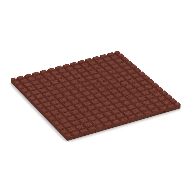 Aufsicht auf die Unterseite, also die Bodenseite von WARCO-Formteil 5665 - Legepladsmåtte 4 cm - EN 1177 ≤ 110 cm im Format 1000 x 1000 x 40 mm.