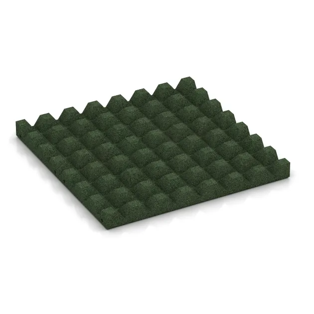 Aufsicht auf die Unterseite, also die Bodenseite von WARCO-Formteil 3864 - Schallschutzplatte im Format 500 x 500 x 45 mm.