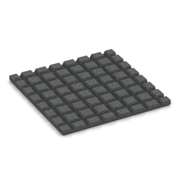 Aufsicht auf die Unterseite, also die Bodenseite von WARCO-Formteil 0535 - Terrasseflise 2,5 cm im Format 500 x 500 x 25 mm.