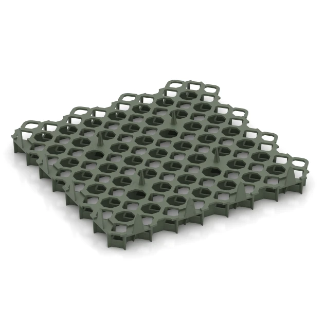 Aufsicht auf die Unterseite, also die Bodenseite von WARCO-Formteil 3634 - Plastgitter til underlag im Format 47,6 × 47,6 × 4 cm | 0,226 m².