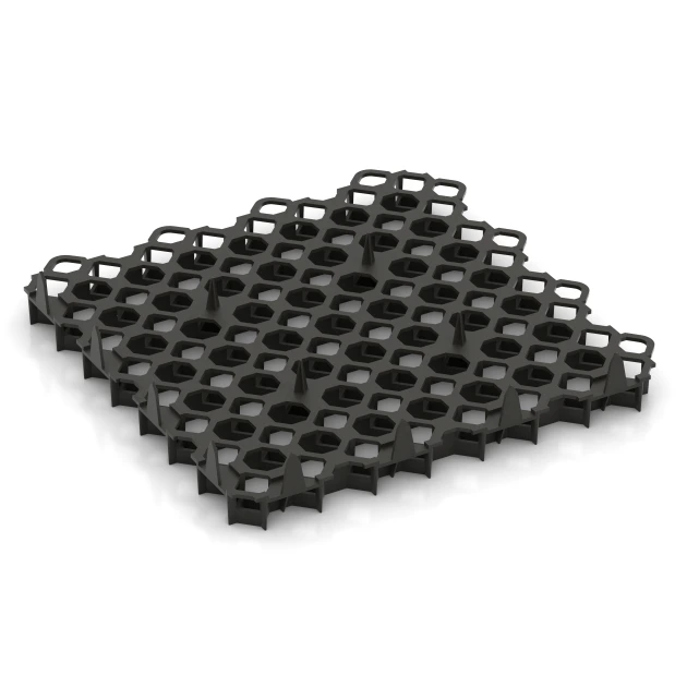 Aufsicht auf die Unterseite, also die Bodenseite von WARCO-Formteil 5207 - Plastgitter til underlag im Format 47,6 × 47,6 × 4 cm | 0,226 m².
