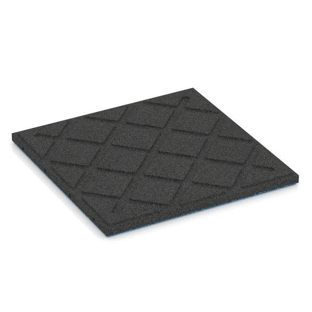 Aufsicht auf die Unterseite, also die Bodenseite von WARCO-Formteil 6361 - Terrasseflise Classic im Format 50 x 50 x 3 cm.