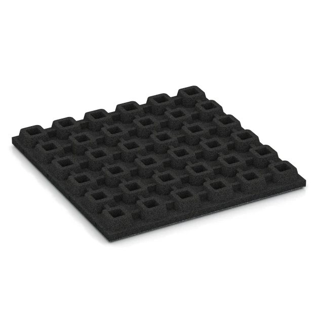 Aufsicht auf die Unterseite, also die Bodenseite von WARCO-Formteil 6138 - Faldsikringsflise – 170 cm im Format 50 x 50 x 4,8 cm.