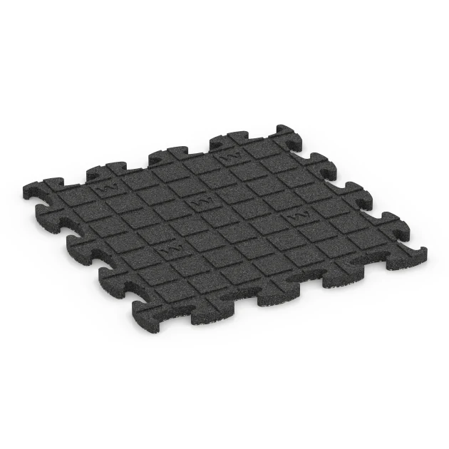 Aufsicht auf die Unterseite, also die Bodenseite von WARCO-Formteil 6859 - Fitnessgulv Max System im Format 46 x 46 x 1,8 cm.