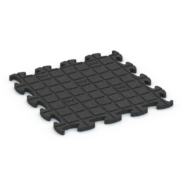 Aufsicht auf die Unterseite, also die Bodenseite von WARCO-Formteil 6866 - Fitnessgulv Max System im Format 46 x 46 x 1,8 cm.