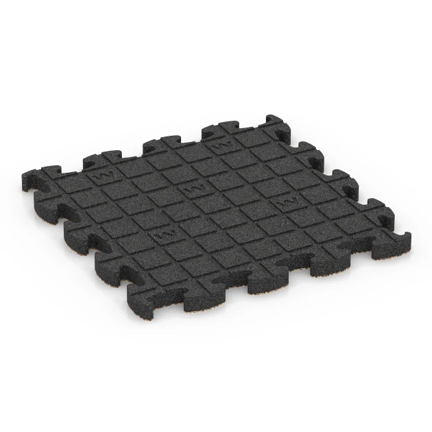 Aufsicht auf die Unterseite, also die Bodenseite von WARCO-Formteil 6880 - Fitnessgulv Max System im Format 46 x 46 × 2,8 cm.